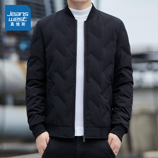 VF真维斯男装冬季保暖流行男款轻薄羽绒服黑色商务时髦男款衣服