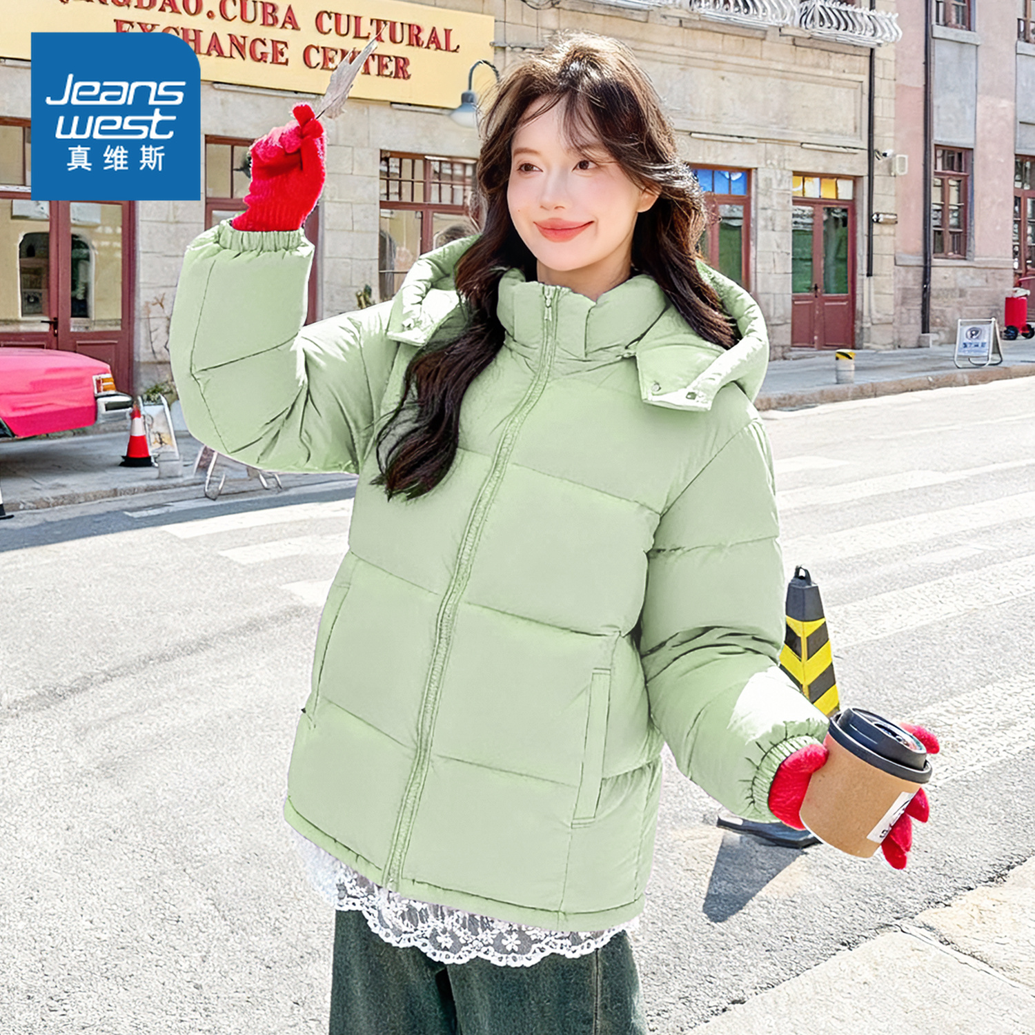 真维斯女款冬季保暖加厚棉衣棉服