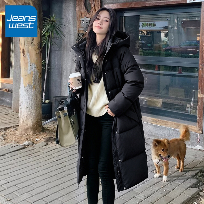 真维斯连帽中长款棉服女款2025新款