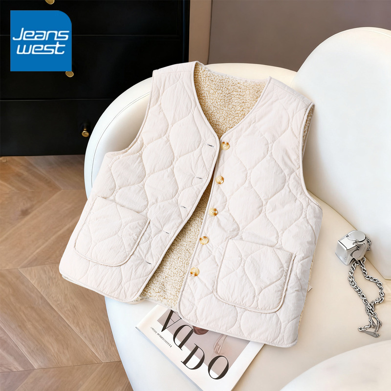 真维斯圆领两面穿马甲女2025新款