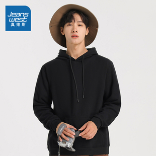 新款 宽松加绒连帽卫衣2025春季 情侣上衣 男女同款 LE真维斯套头衫