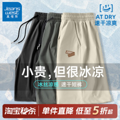 GV真维斯短裤男款夏季速干冰丝五分裤男休闲运动裤男士宽松中裤C