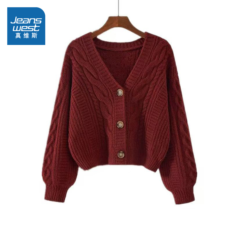 女装宽松V领毛衣显瘦外套