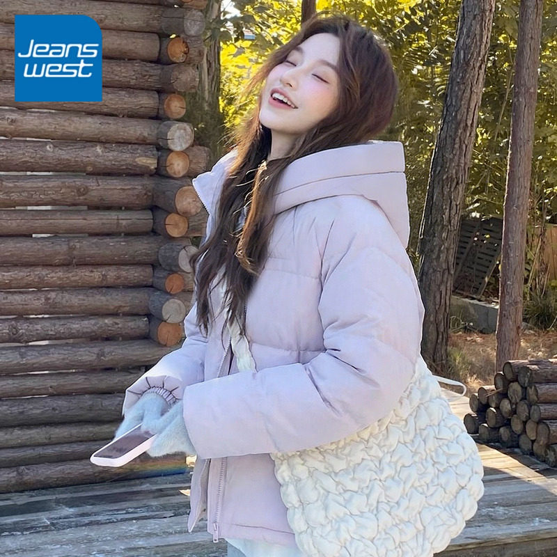 KCV真维斯紫色连帽短款棉服女2026冬加厚保暖夹棉面包服棉衣外套,女装/女士精品,棉衣/棉服,淘宝优惠券,粉丝福利购,淘宝优惠卷