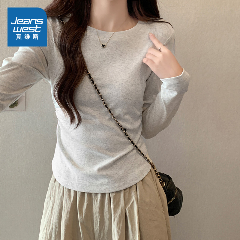 时尚收腰显瘦合身内搭长袖T恤
