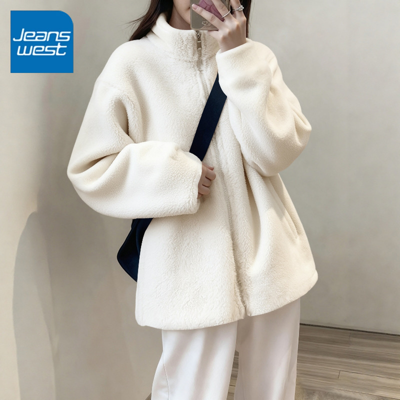 真维斯女舒棉绒立领开衫冬季新款