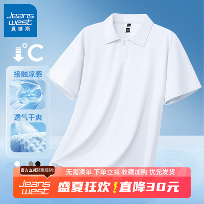 GV真维斯男士短袖polo衫夏季凉感衬衫男款商务休闲翻领冰丝t恤衫B