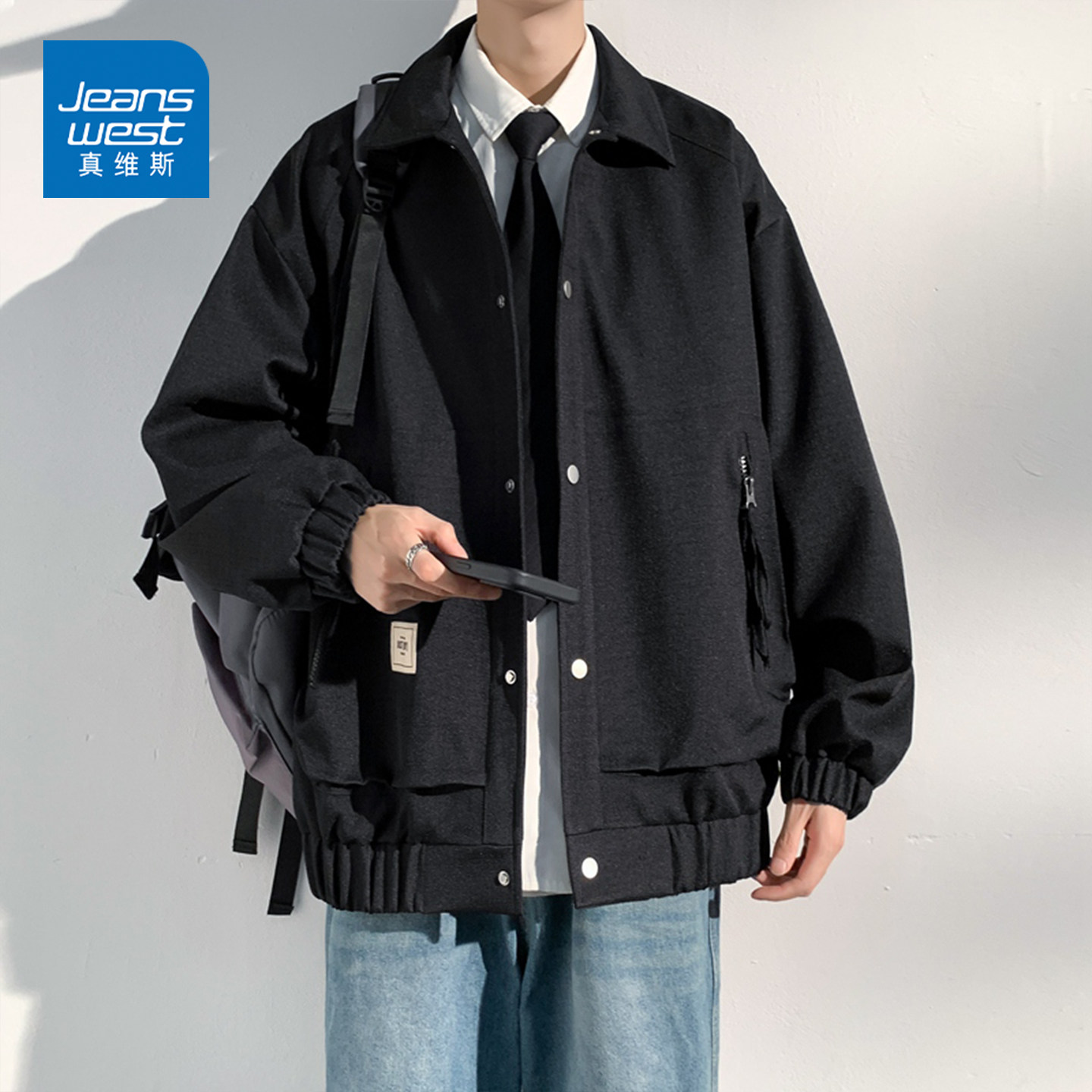 真维斯时尚翻领设计感夹克男生潮