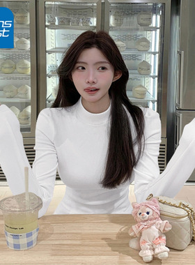NOA真维斯半高领薄绒打底衫女2025新款秋冬季磨毛内搭修身长袖t恤