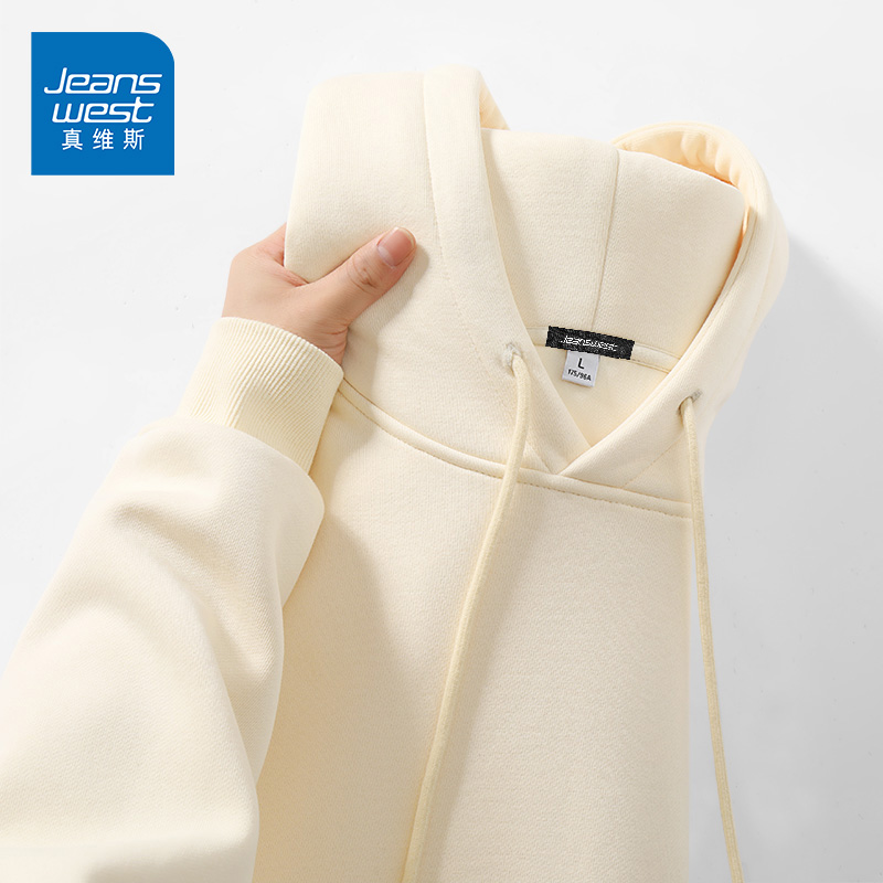 GV真维斯连帽卫衣男2024新款美式潮牌痞帅帽衫秋季宽松情侣外套B