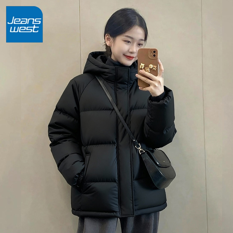 真维斯短款连帽羽绒服冬季女款