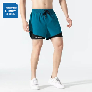 短裤 KF真维斯男装 运动休闲舒适透气假两件男款 新款 2025夏季