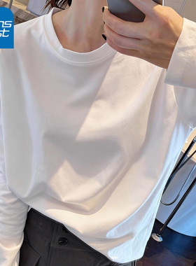 KV真维斯重磅白色长袖T恤女春秋2026新款纯棉显瘦内搭打底衫上衣