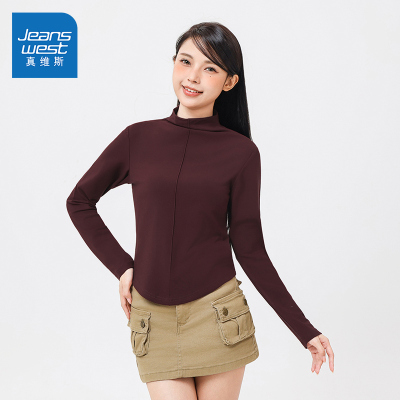 韩版时尚微弹半高领内搭打底衫女