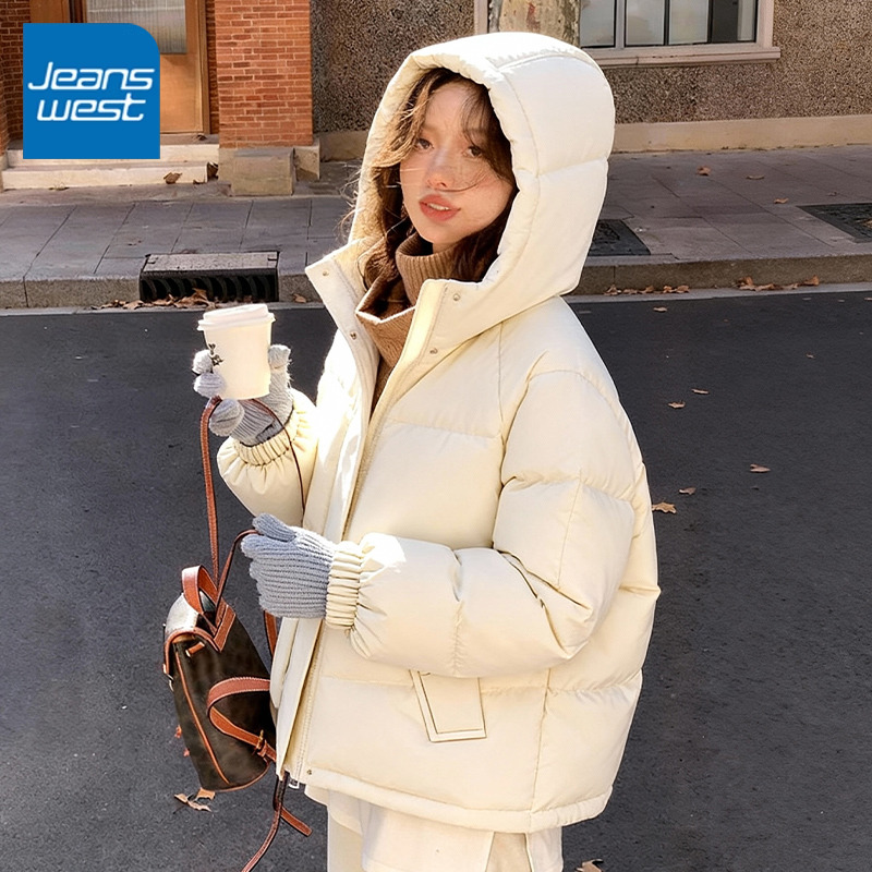 真维斯连帽短羽绒服女2025新款