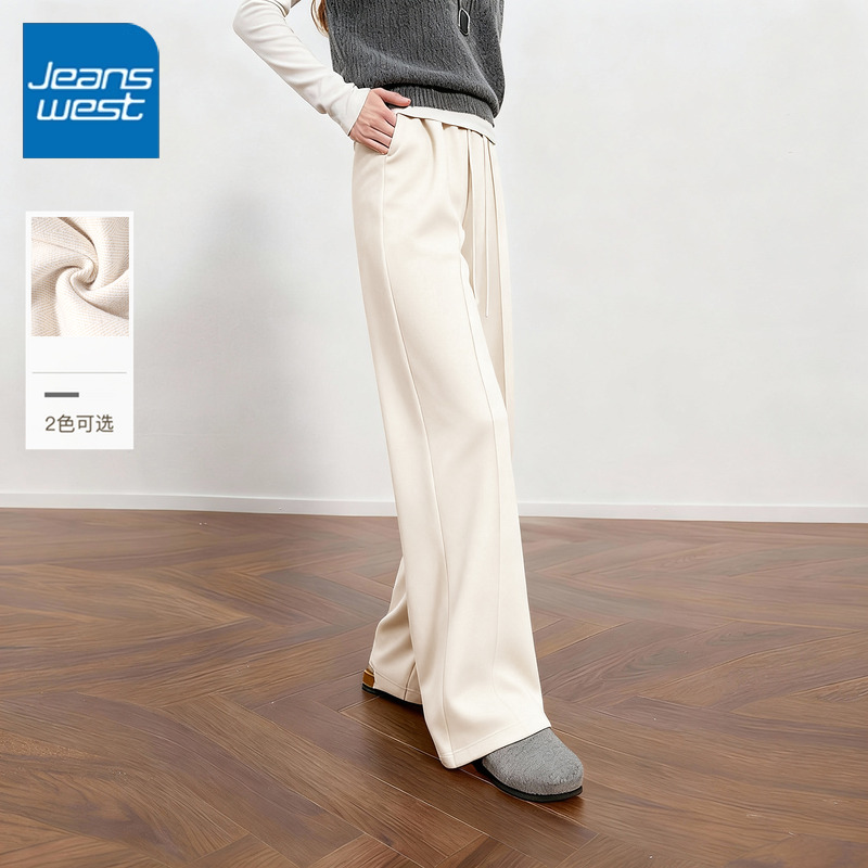 真维斯加绒直筒裤女2025新款