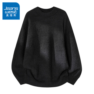 针织衫 情侣宽松圆领加厚上衣服男款 秋冬季 N5真维斯毛衣男2025新款