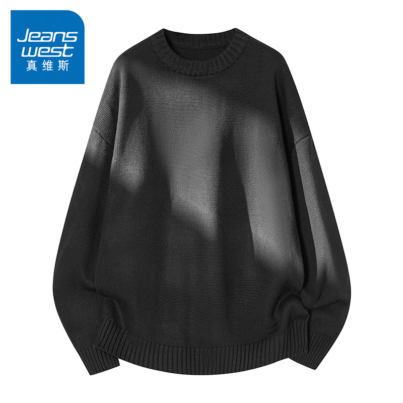 N5真维斯毛衣男2025新款秋冬季情侣宽松圆领上衣服保暖男款针织衫