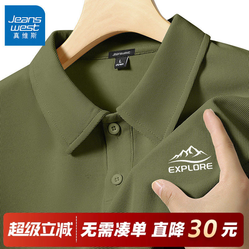 GV真维斯polo衫男款军绿色男士上衣高级感春季2026新款短袖T恤男C,男装,Polo衫,淘宝优惠券,粉丝福利购,淘宝优惠卷