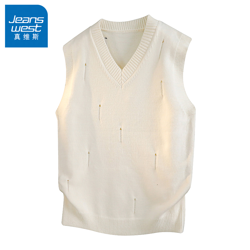 N5真维斯无袖毛衣男2025新款秋冬季美式宽松休闲上衣男款针织背心