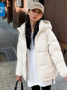 KV真维斯白色棉服女2025新款秋冬款防风保暖休闲外套小个子棉袄女