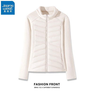 真维斯白色加绒外套女内胆上衣