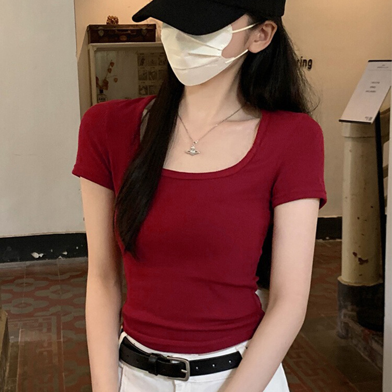 KWV真维斯红色多巴胺上衣短袖t恤女2025新款独特超好看上衣夏季