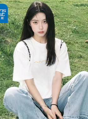 NG真维斯夏季白色短袖t恤女2025新款重磅纯棉百搭宽松休闲打底衫