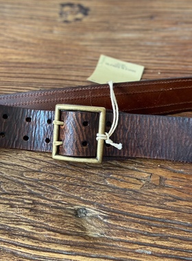 rrl double rl男款双针扣腰带欧美爆裂牛皮工装裤带实用复古皮带