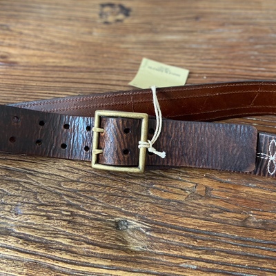 rrl double rl男款双针扣腰带欧美爆裂牛皮工装裤带实用复古皮带