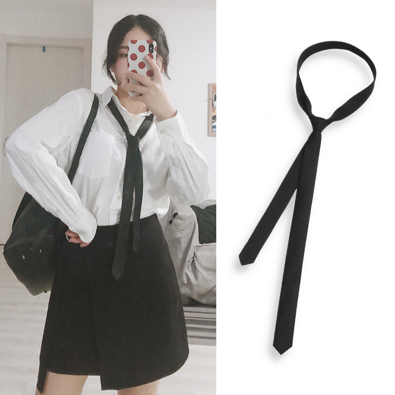 ins英伦韩版黑色窄领带3cm学院风日系JK学生制服百搭衬衫小领带