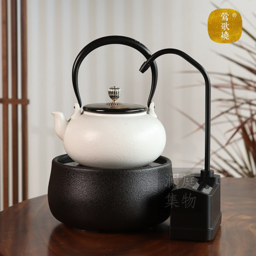 莺歌烧电陶炉素黑无图案静音煮茶炉幽兰限量定制不挑壶家用电茶炉