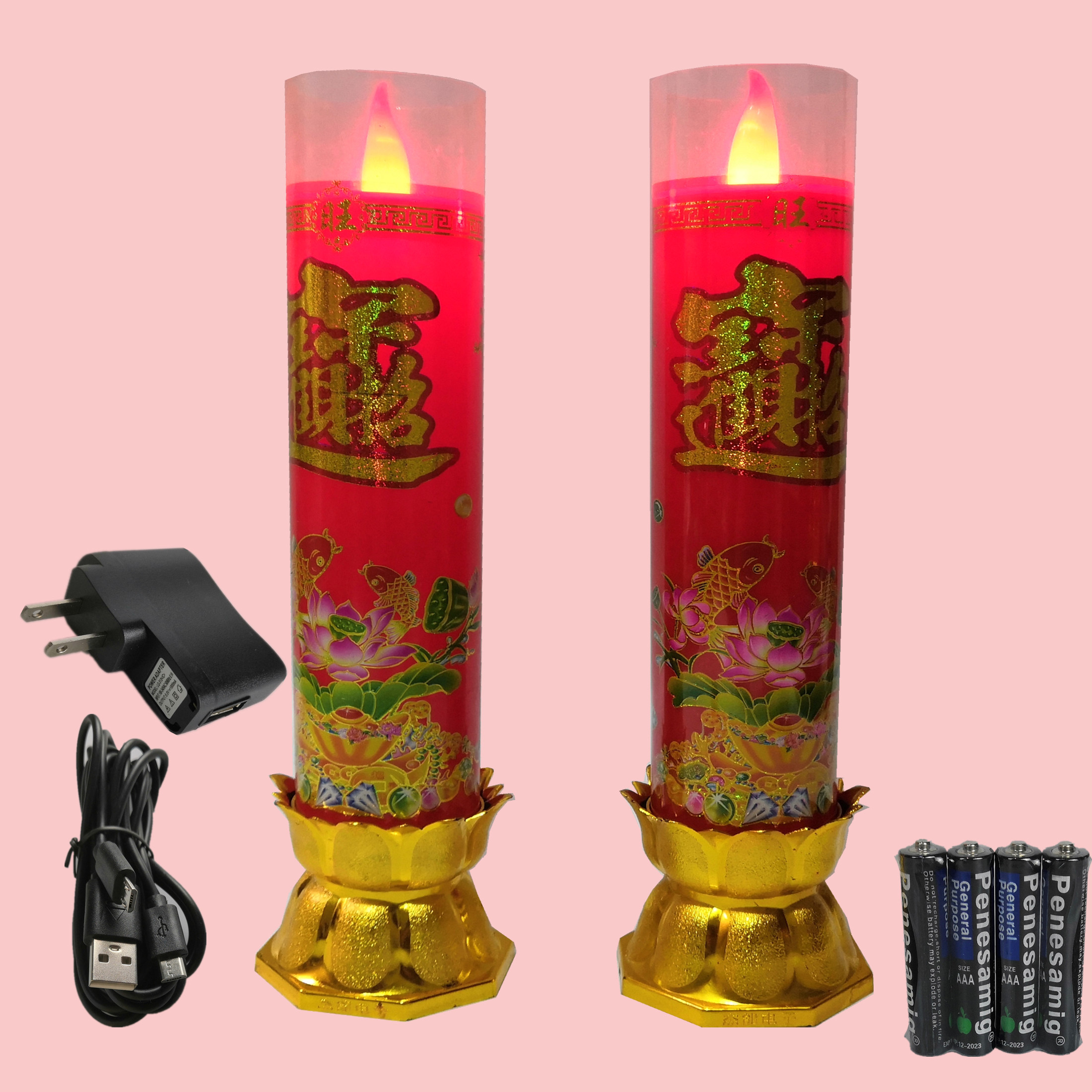 LED电蜡烛电池式可插电供佛灯安全无烟关公佛龛观音仿真代替斗烛
