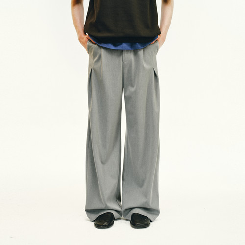 NONRADICAL（NR）「高端抗皱TR面料」松紧腰头打褶西裤 垂感长裤