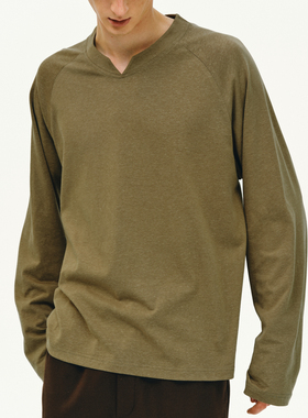 NONRADICAL「棉麻莱赛尔」亚麻混纺V领长袖T恤 NR