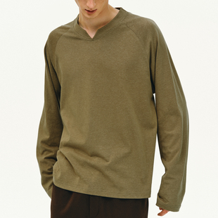 NONRADICAL「棉麻莱赛尔」亚麻混纺V领长袖 T恤