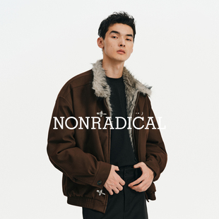 NONRADICAL 「仿貂毛」飞机扣毛领夹克