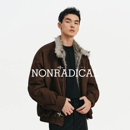 NONRADICAL 「仿貂毛」飞机扣毛领夹克