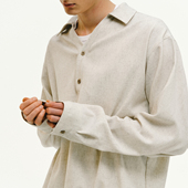 NONRADICAL「亚麻混纺」抽绳 Polo 抗皱易打理 长袖