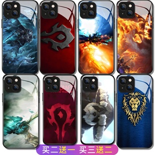 魔兽世界游戏周边艺术简约适用苹果iPhone1415promax手机壳全包13mini小众华为p60小米oppor17玻璃壳vivox100