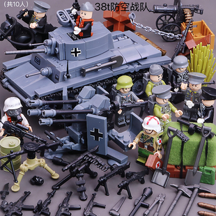 积木一战二战苏军德军坦克装甲军官车第三方MOC儿童拼装益智玩具