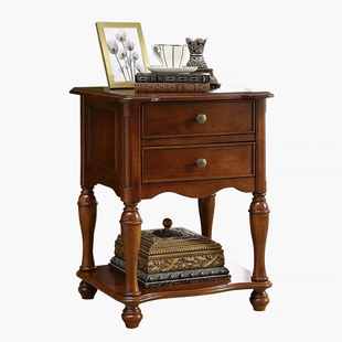 美式实木床头柜小户型卧室储物柜现代床边柜收纳柜欧式简约小柜子