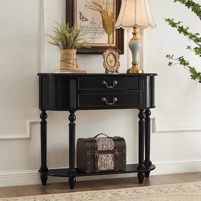 法式复古玄关柜入户门厅置物架客厅家用储物柜条案美式实木玄关桌