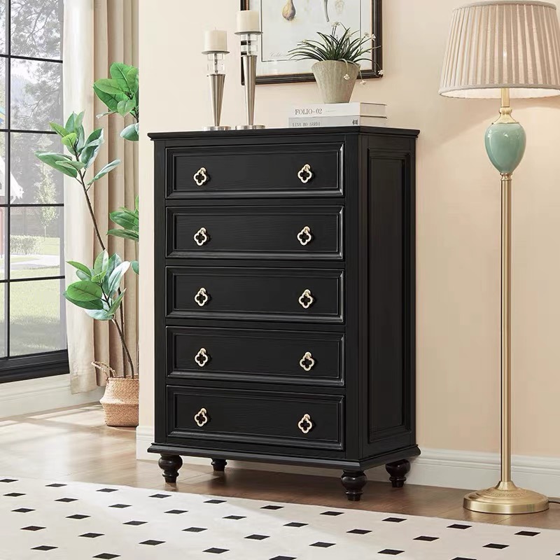 中古风五斗柜卧室床头柜法式六斗柜复古全实木抽屉床尾置储物柜