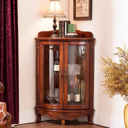 美式角柜墙角柜实木三角酒柜客厅角橱欧式卧室置物柜拐角转角边柜