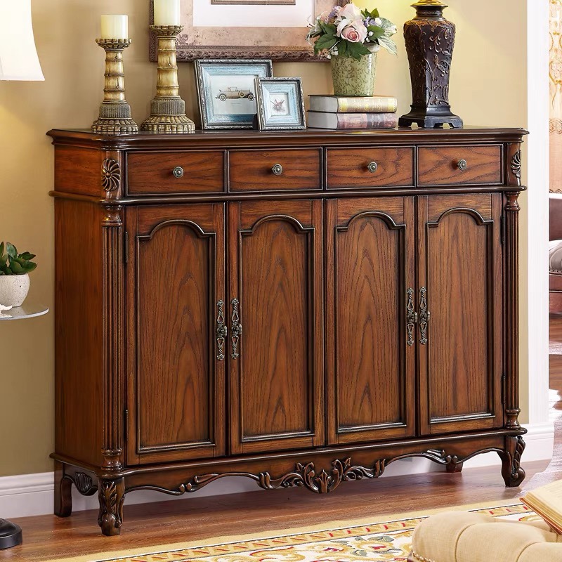 美式鞋柜实木门口大容量