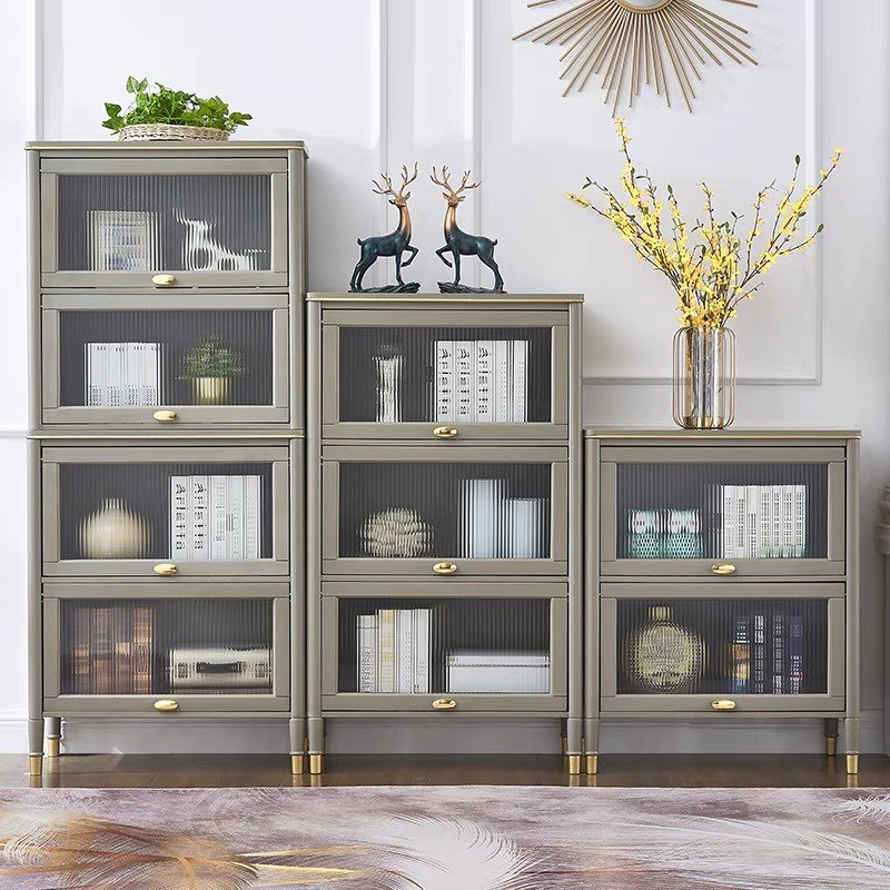 长虹玻璃轻奢书柜置物柜现代简约北欧收纳储物柜客厅卧室灰色书架,住宅家具,单个书柜,淘宝优惠券,粉丝福利购,淘宝优惠卷