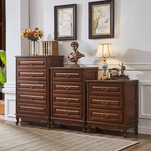 美式斗柜全实木卧室五斗橱客厅三四抽储物收纳柜欧式乡村收纳斗柜