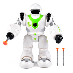 儿童太空战警多功能机器人玩具可发射吸盘会走路公仔 电动机器人