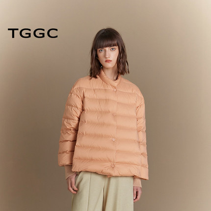 台绣简约衬衫式羽绒服轻薄丰盈肌理感立领保暖鸭绒外套冬S37286